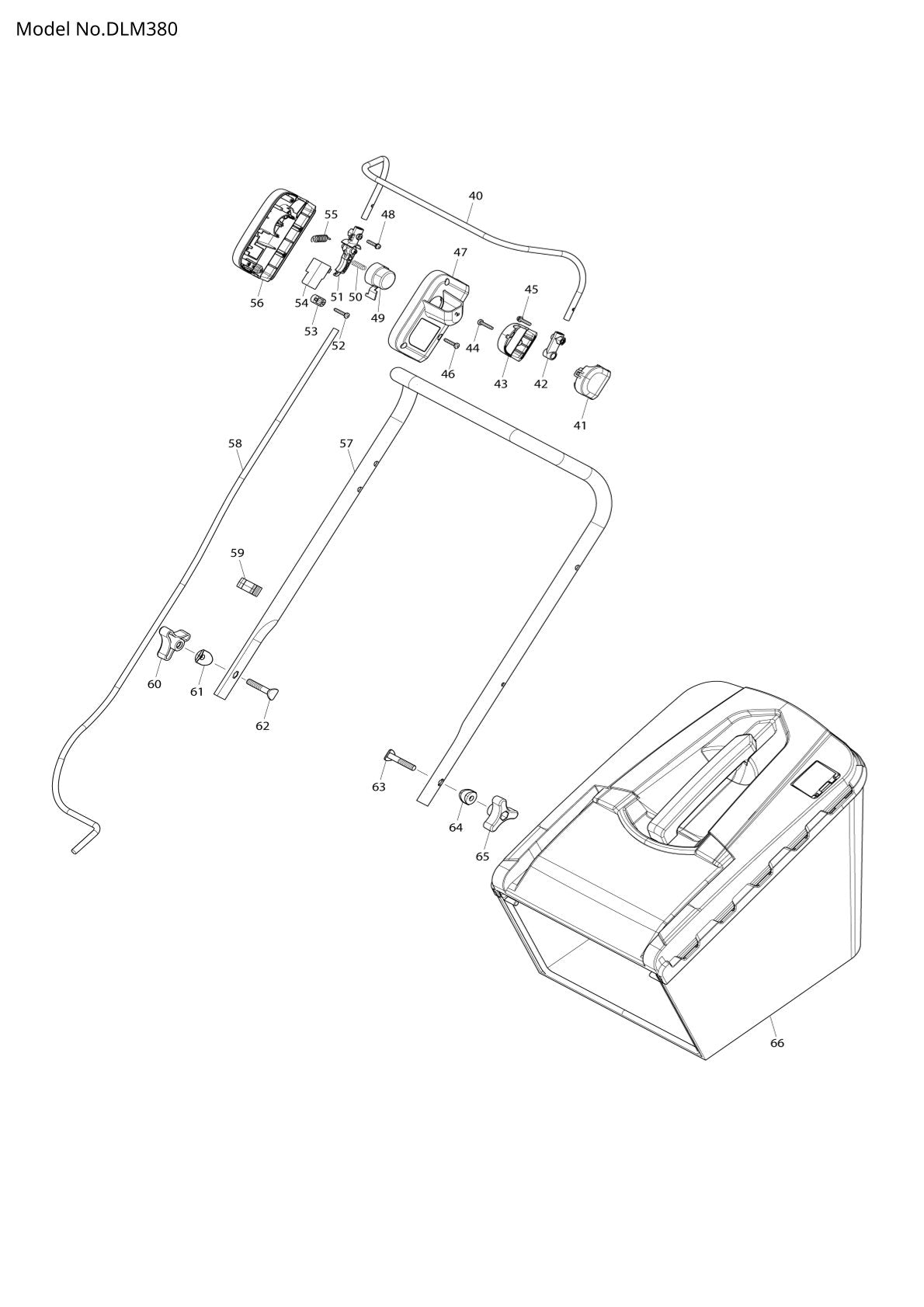 Vue éclatée Makita DLM380 - page 2