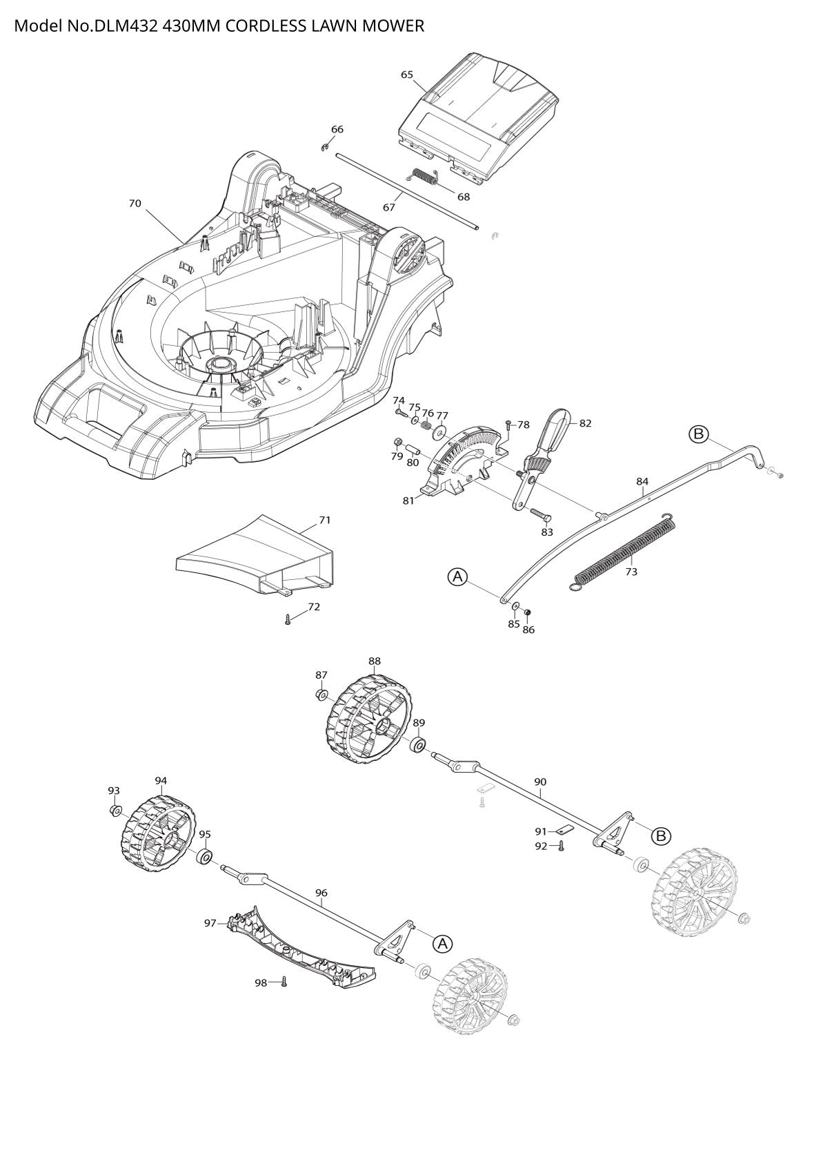 Vue éclatée Makita DLM432 - page 3
