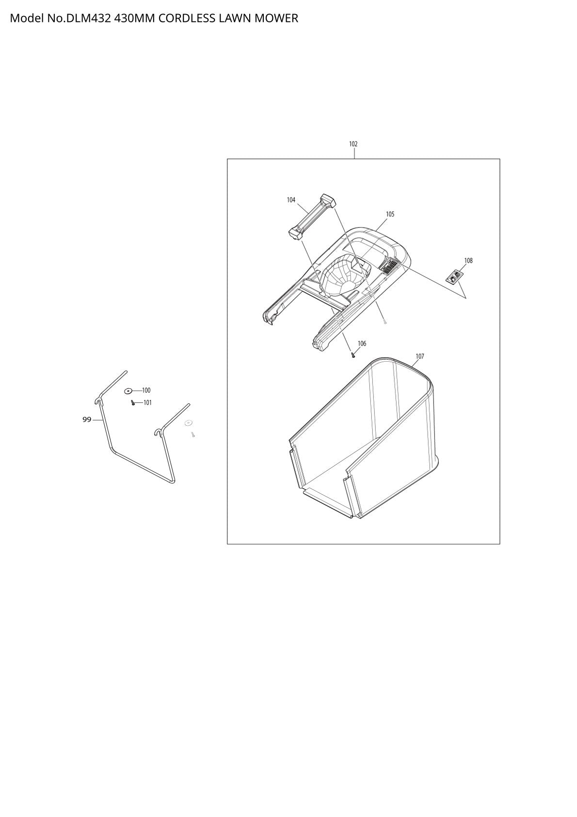 Vue éclatée Makita DLM432 - page 4