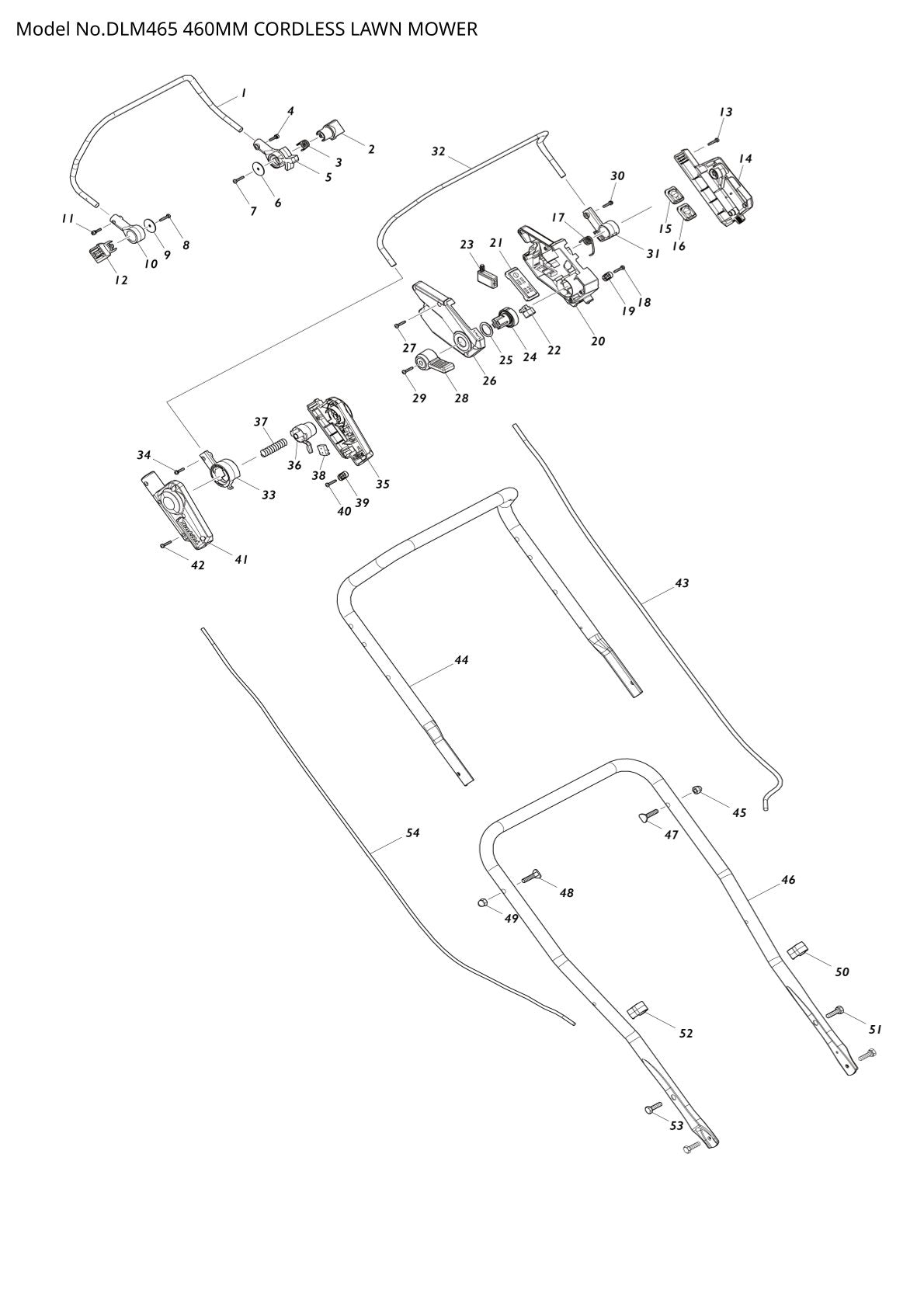 Vue éclatée Makita DLM465 - page 1
