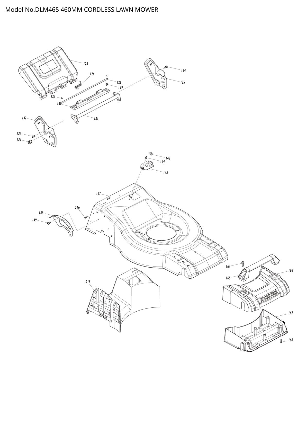Vue éclatée Makita DLM465 - page 3