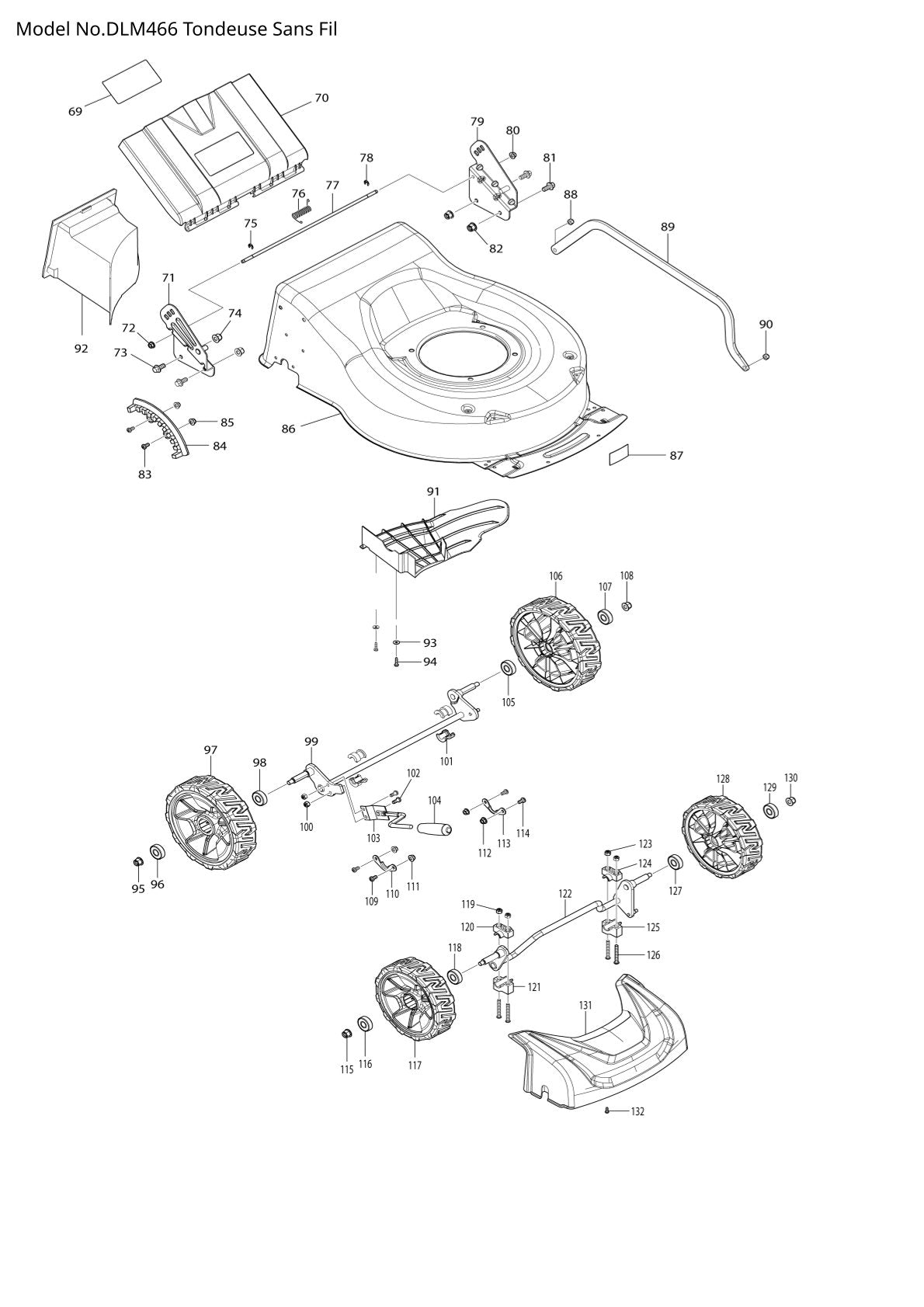 Vue éclatée Makita DLM466 - page 3