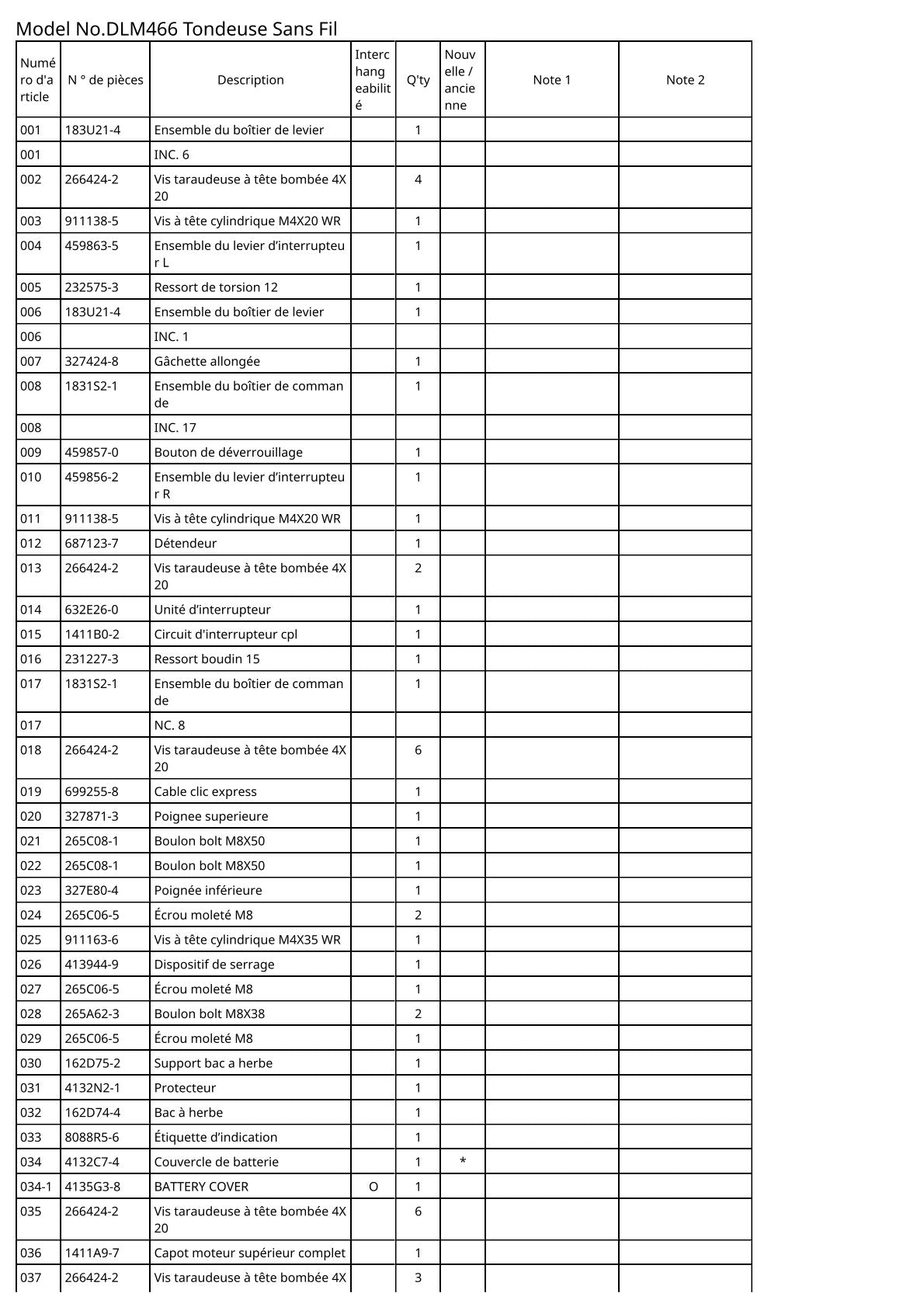 Vue éclatée Makita DLM466 - page 4