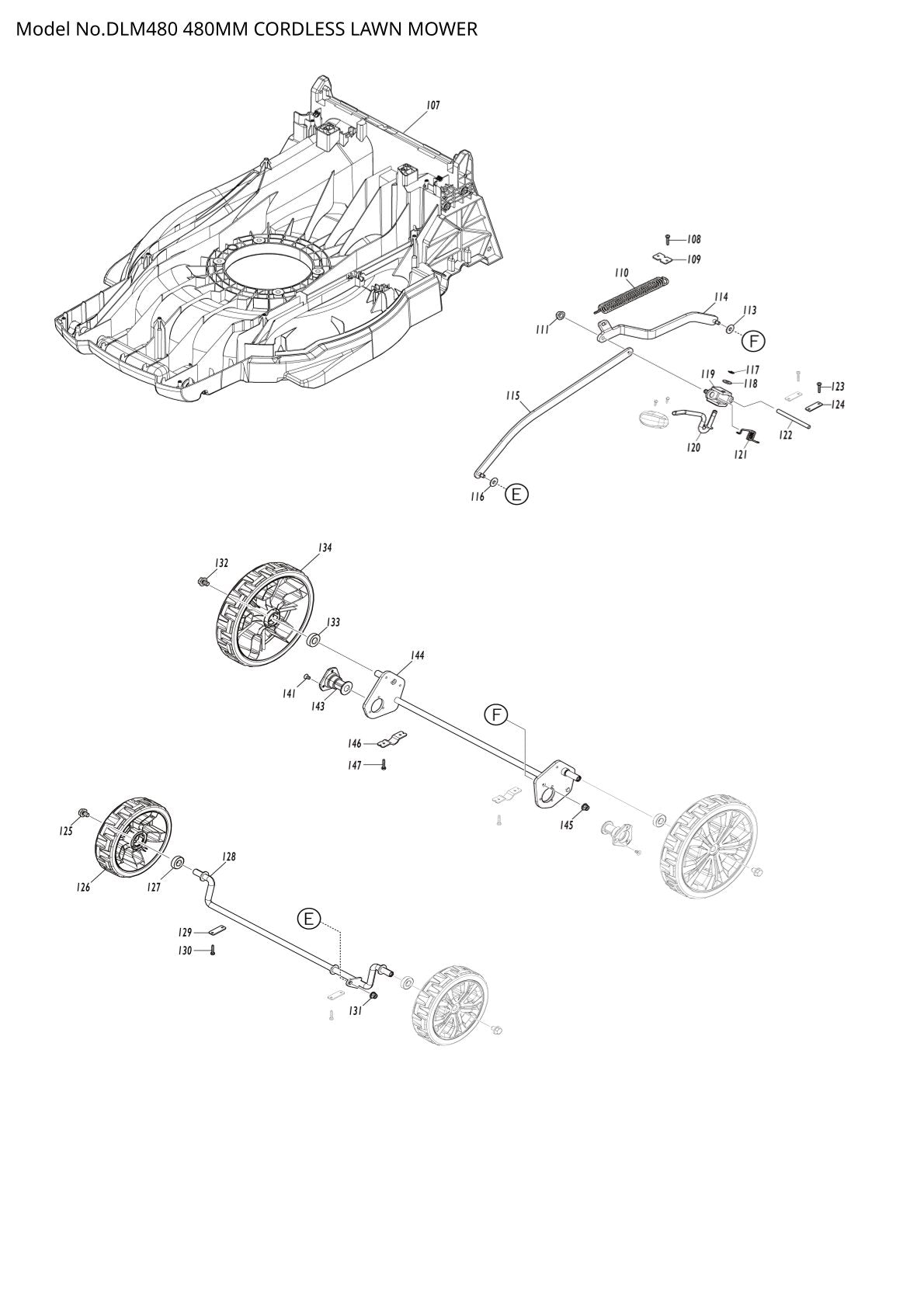 Vue éclatée Makita DLM480 - page 4