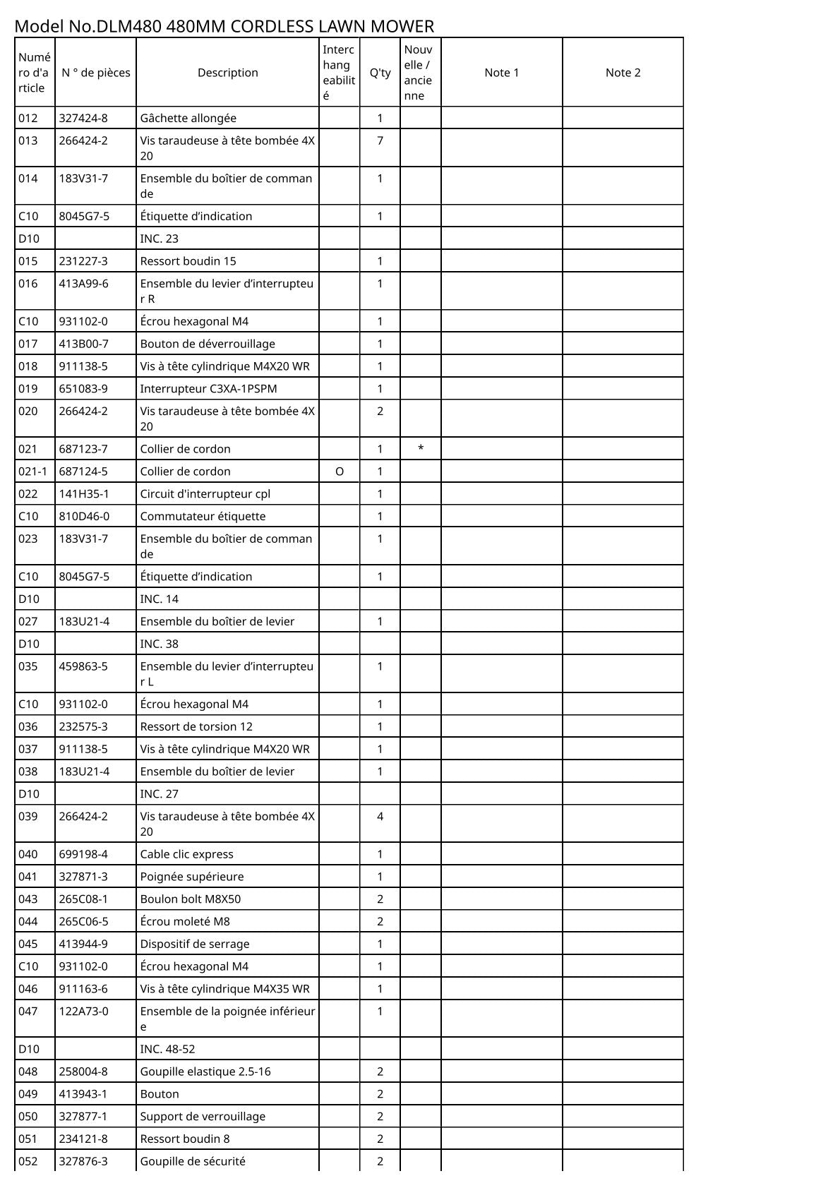 Vue éclatée Makita DLM480 - page 5