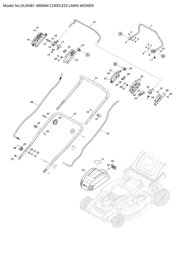 Vue éclatée Makita DLM481 - page 1