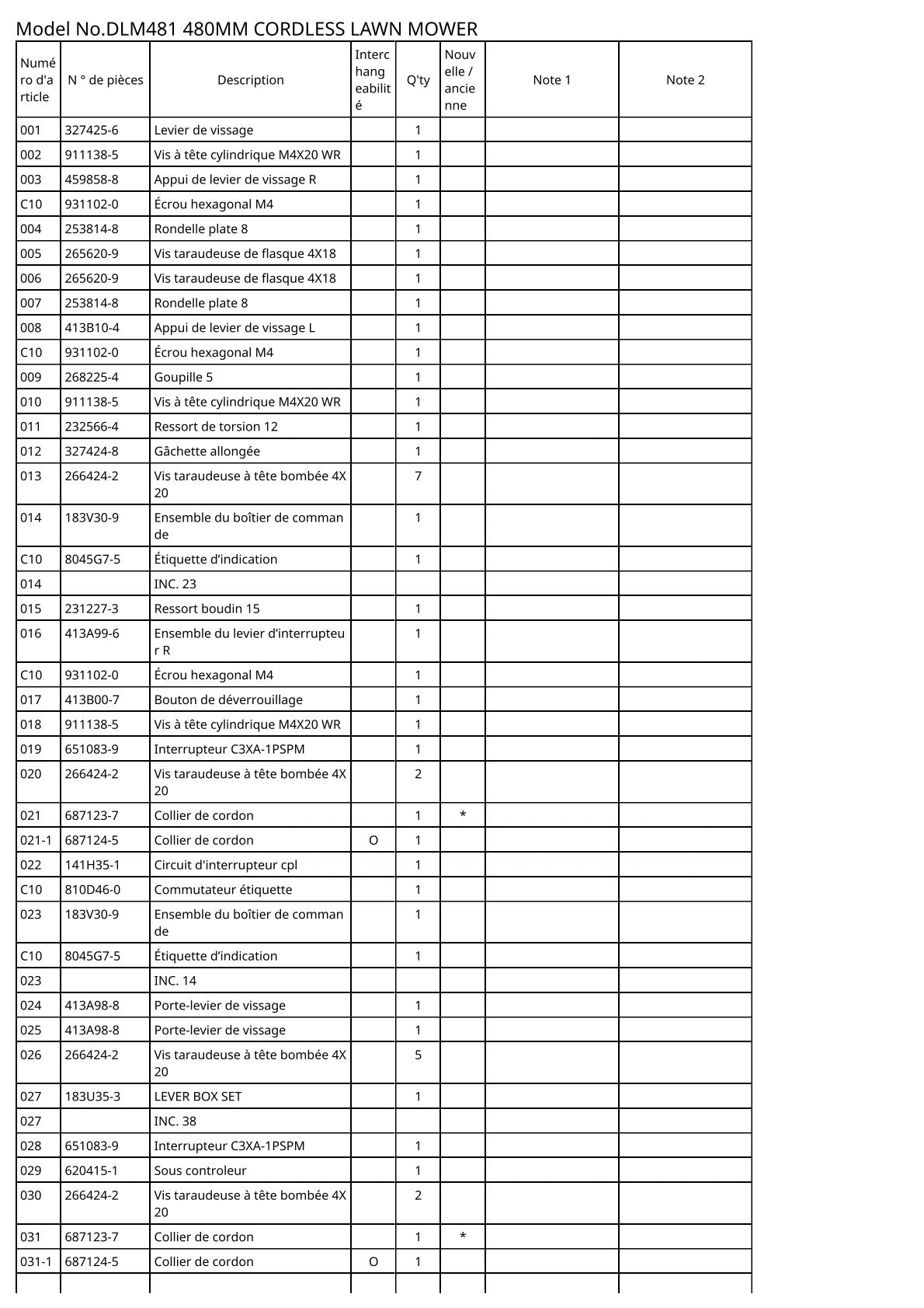 Vue éclatée Makita DLM481 - page 5