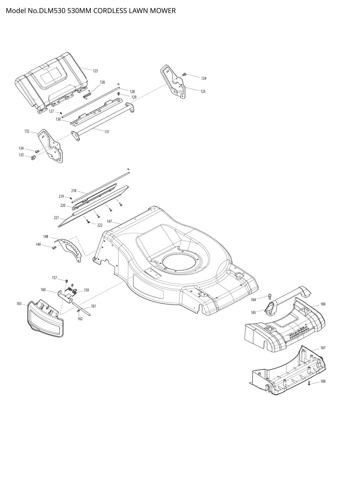 Vue éclatée Makita DLM530 - page 3
