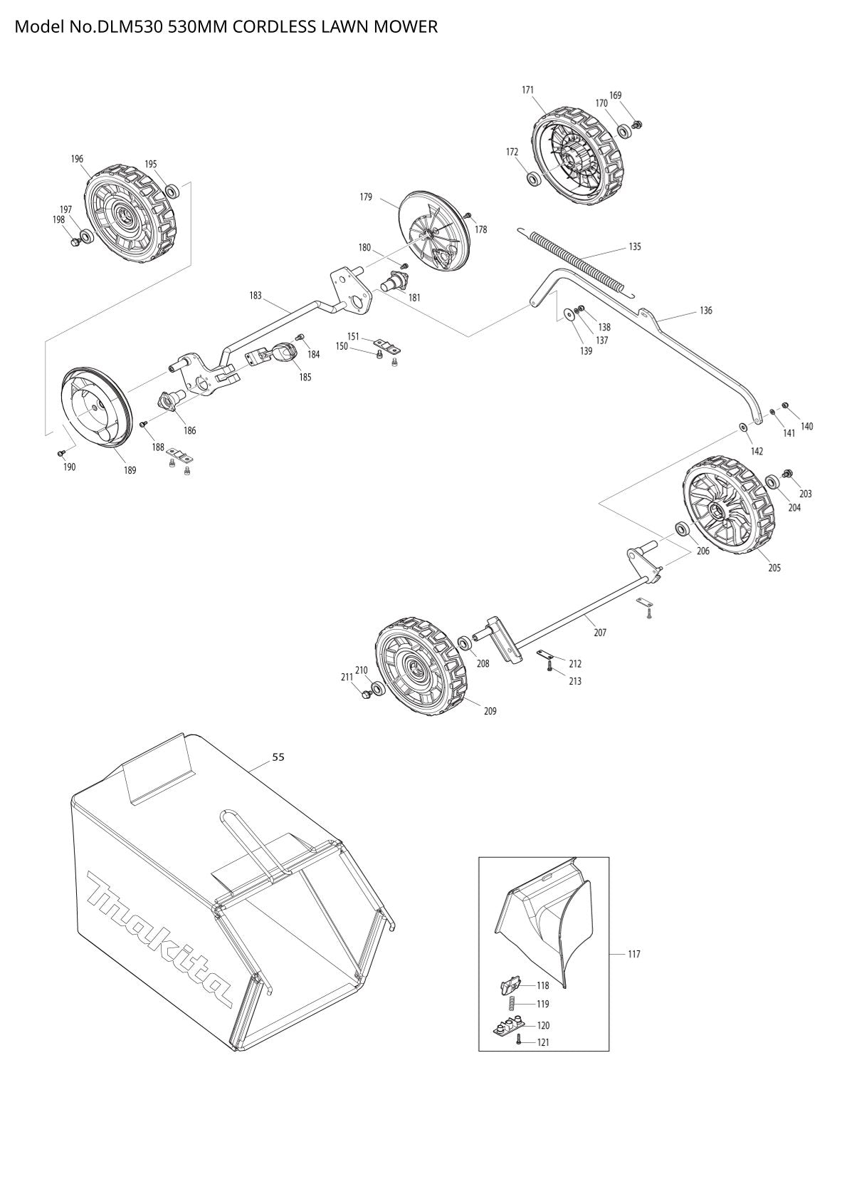 Vue éclatée Makita DLM530 - page 4