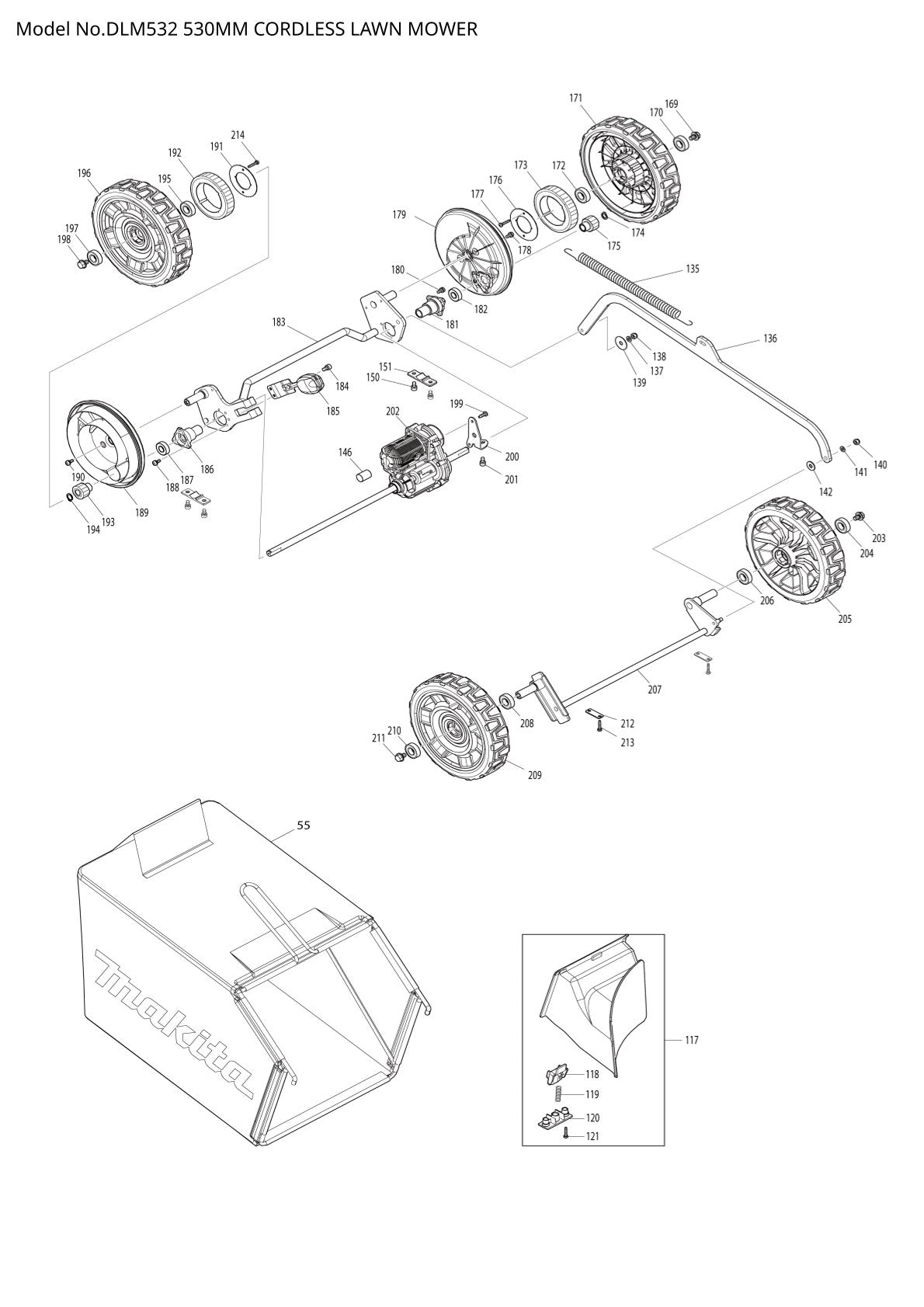 Vue éclatée Makita DLM532 - page 4