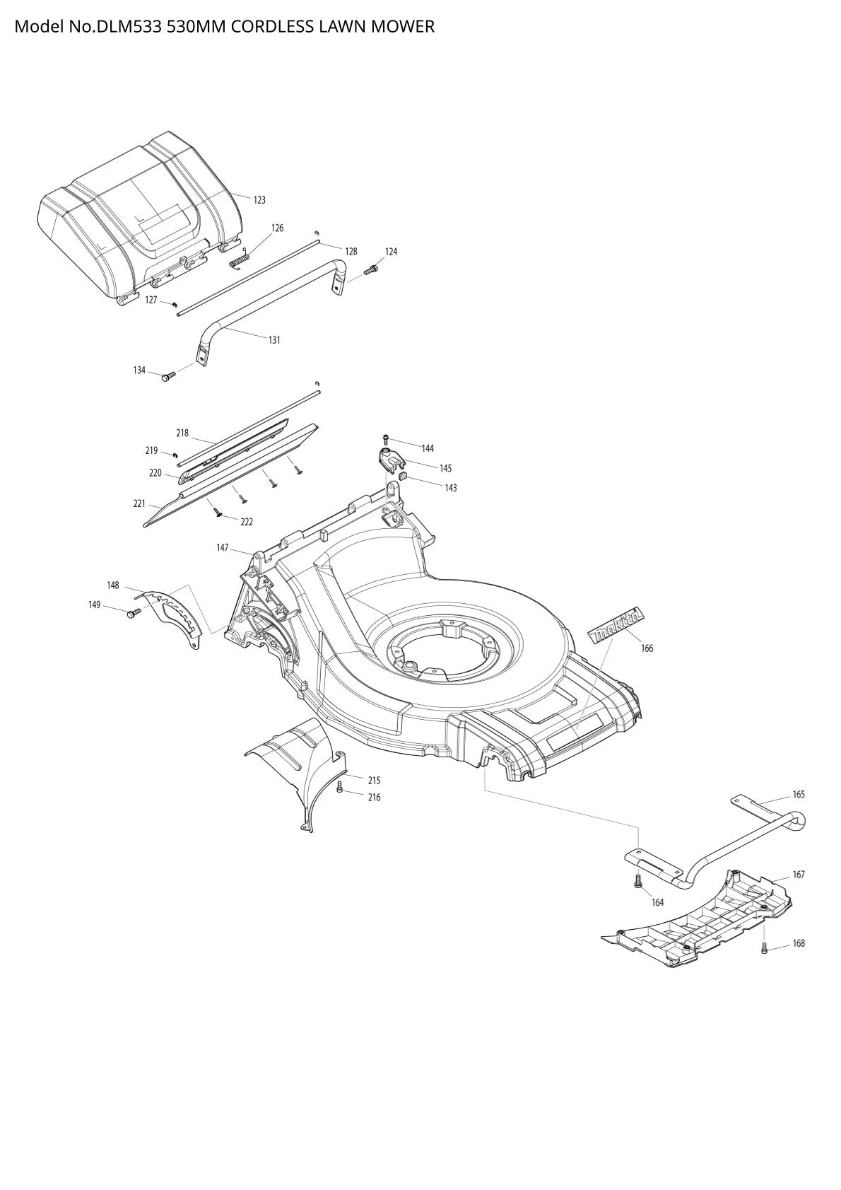 Vue éclatée Makita DLM533 - page 3