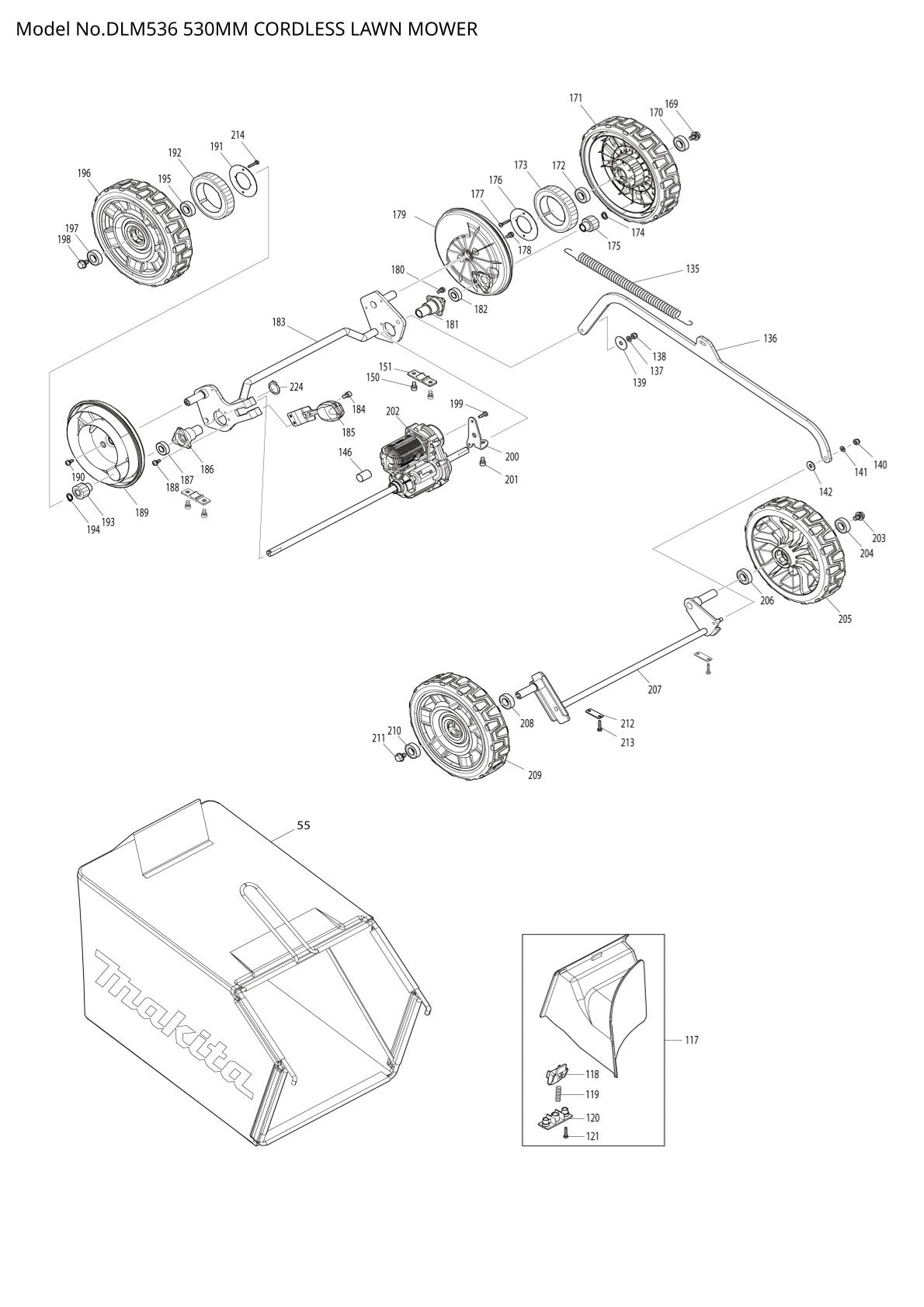 Vue éclatée Makita DLM536 - page 4