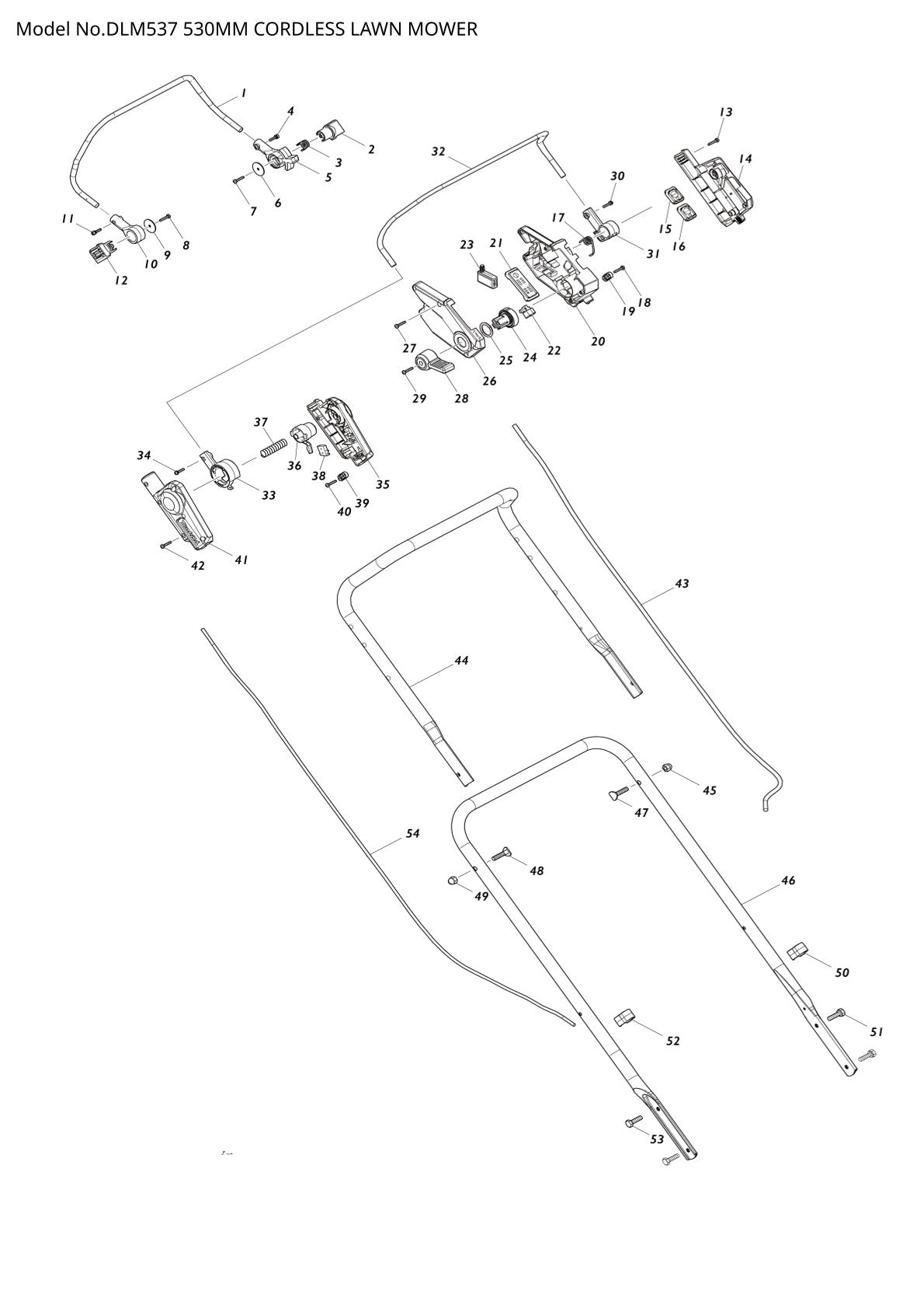 Vue éclatée Makita DLM537 - page 1