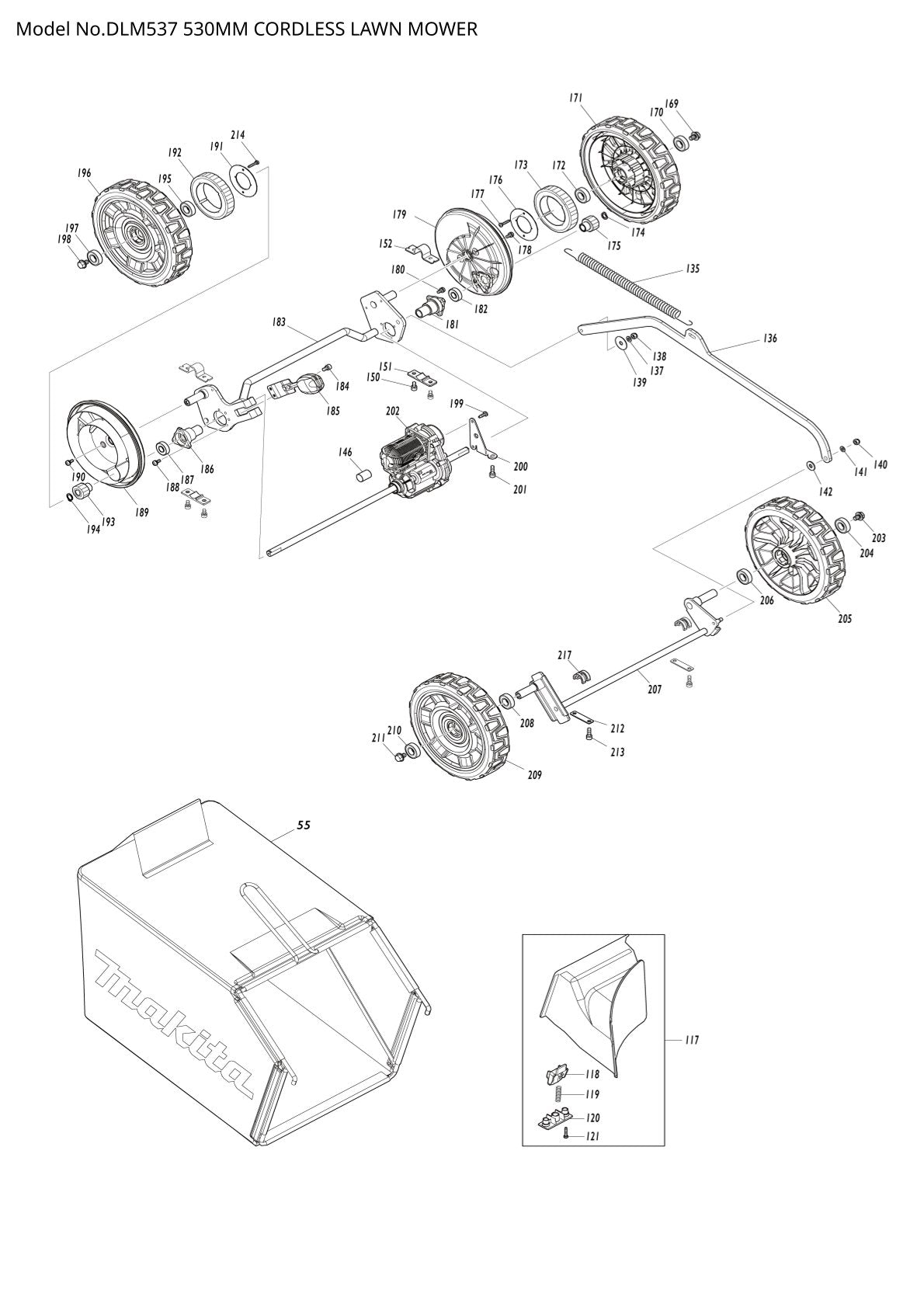 Vue éclatée Makita DLM537 - page 4