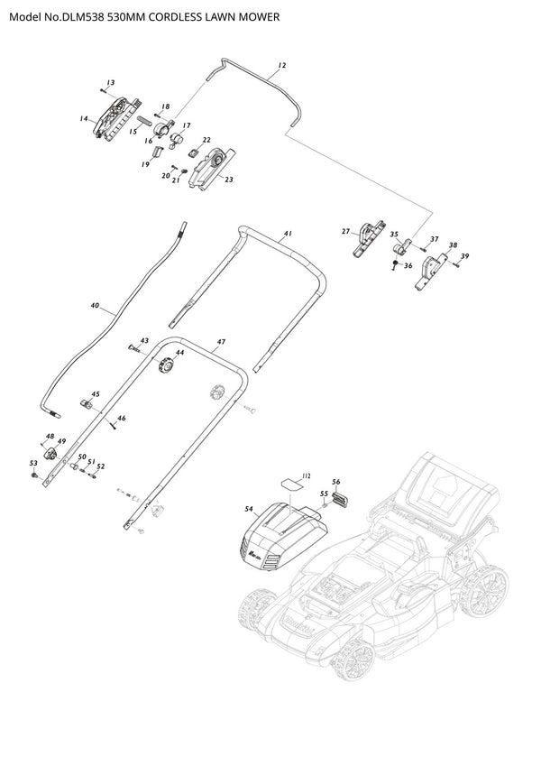Vue éclatée Makita DLM538 - page 1