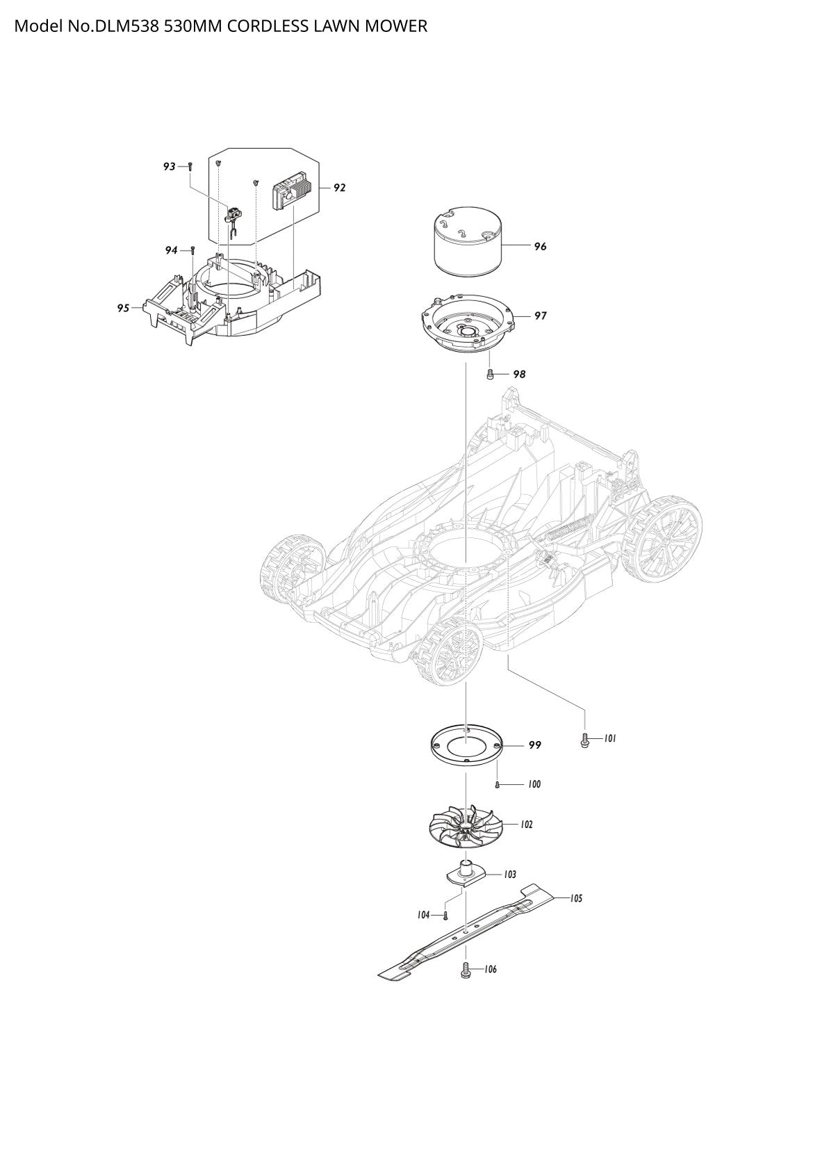 Vue éclatée Makita DLM538 - page 3