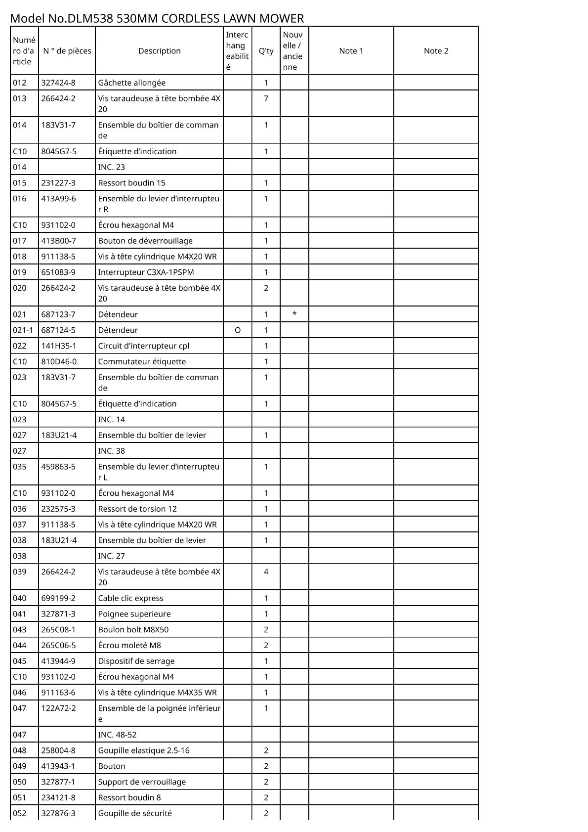 Vue éclatée Makita DLM538 - page 5