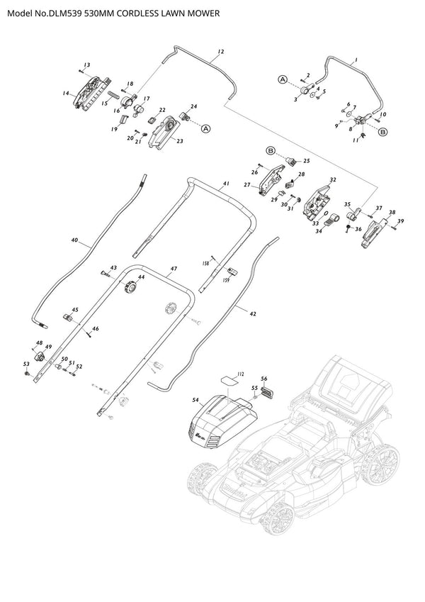 Vue éclatée Makita DLM539 - page 1