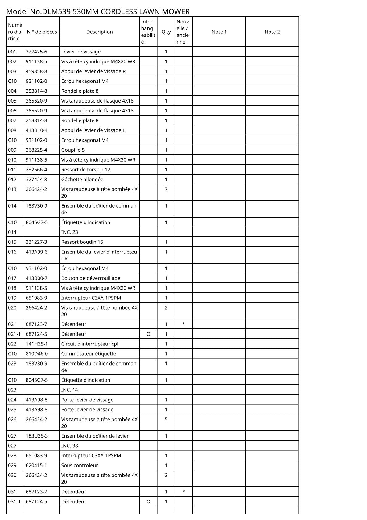 Vue éclatée Makita DLM539 - page 5
