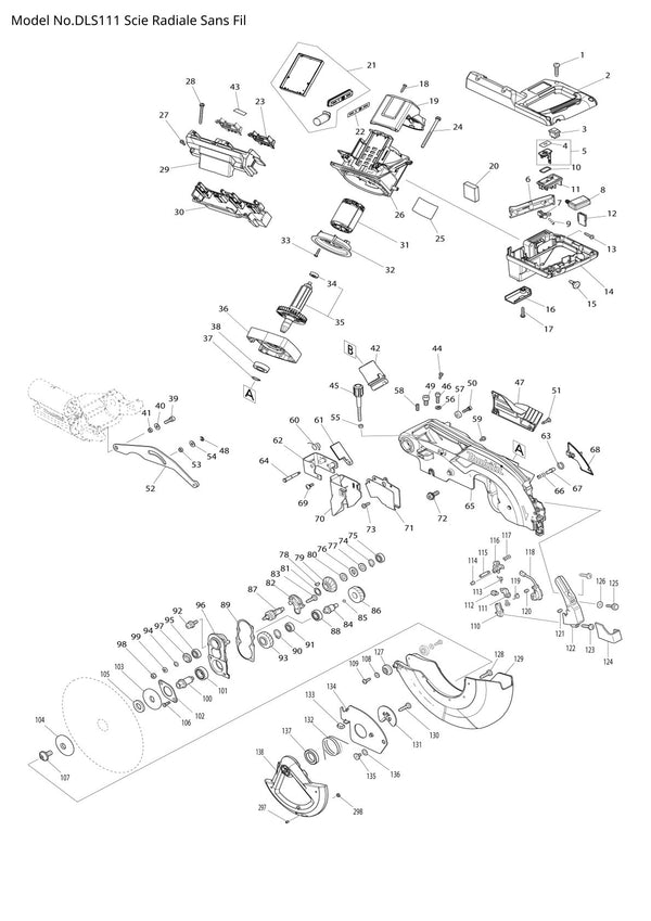 Vue éclatée Makita DLS111 - page 1