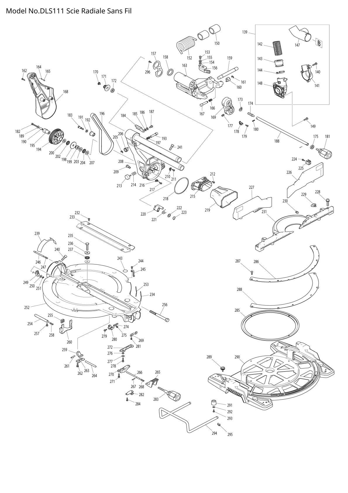 Vue éclatée Makita DLS111 - page 2