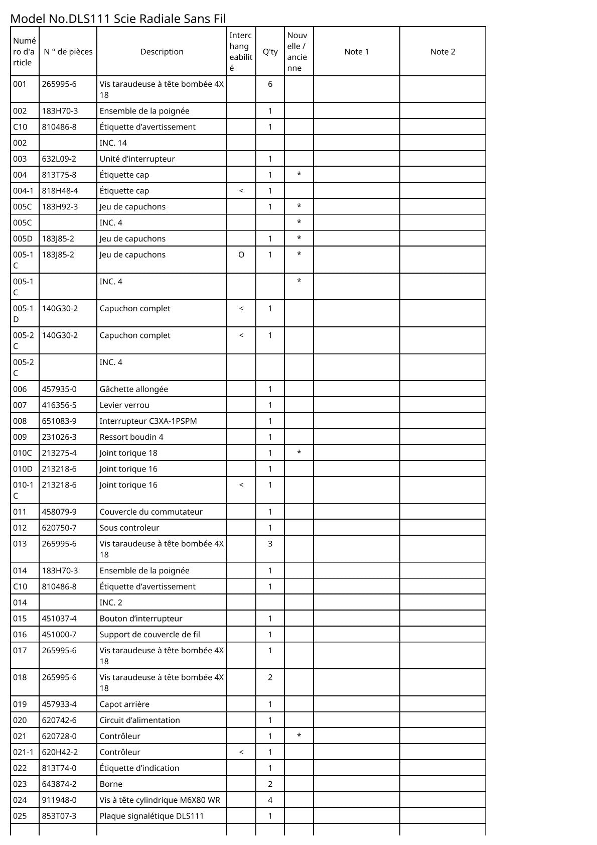 Vue éclatée Makita DLS111 - page 3