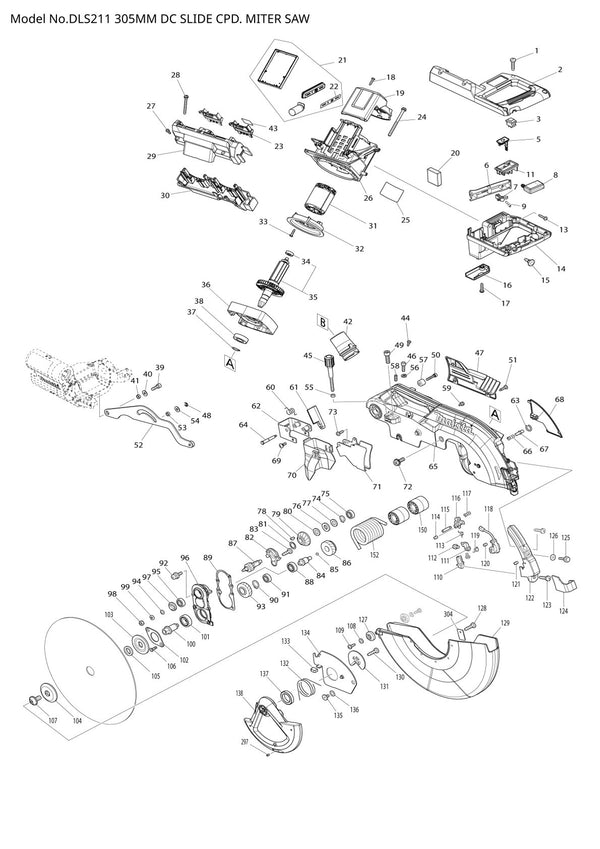 Vue éclatée Makita DLS211 - page 1
