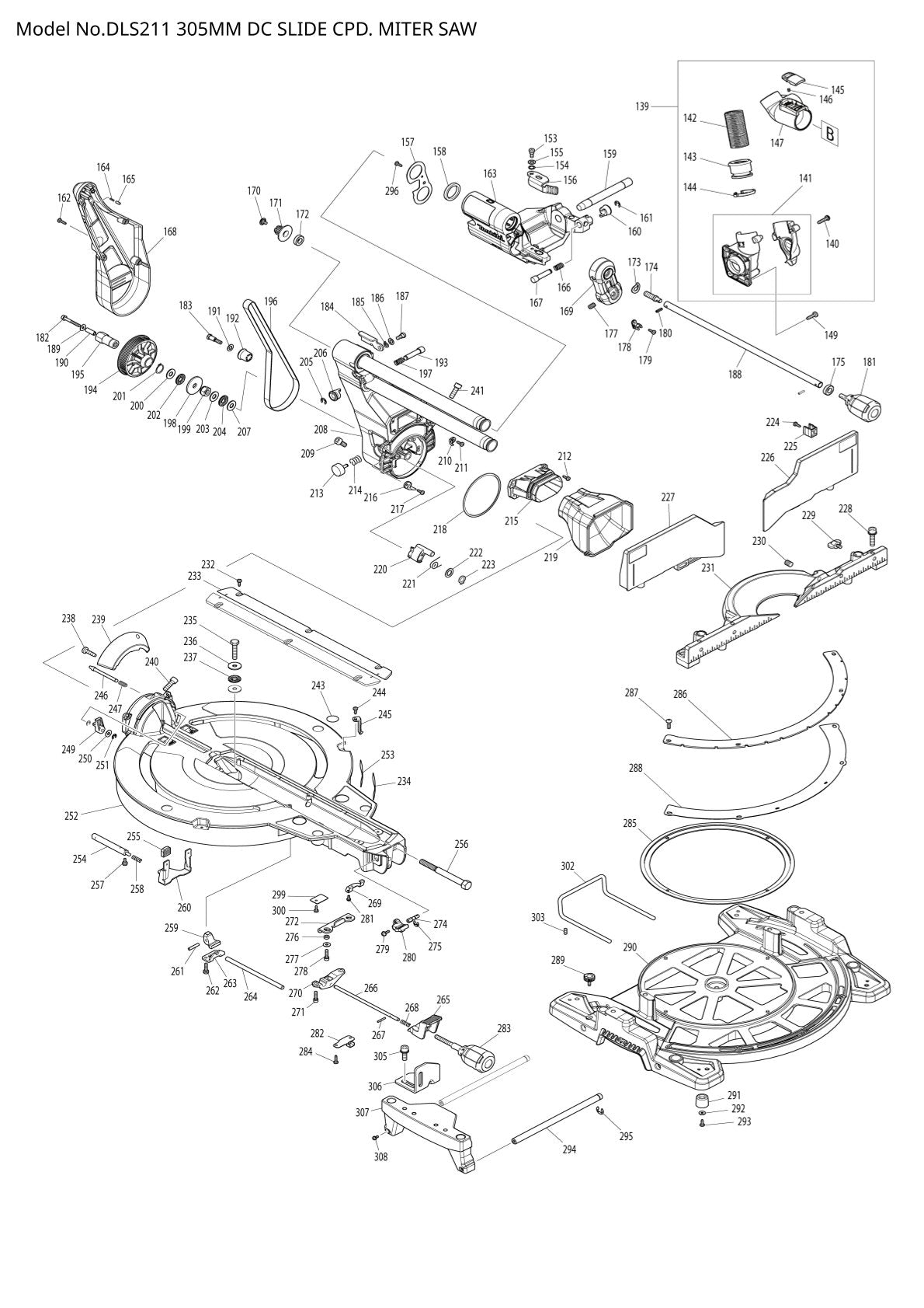 Vue éclatée Makita DLS211 - page 2
