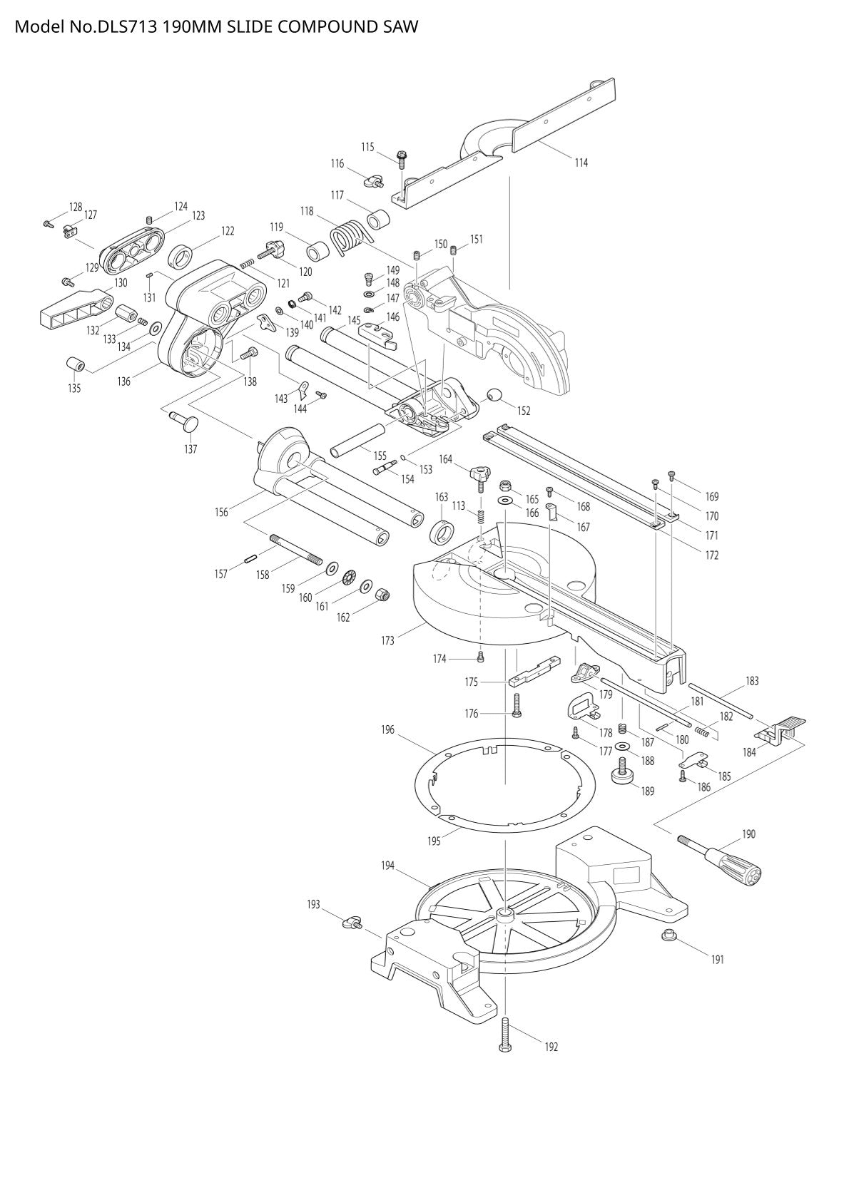 Vue éclatée Makita DLS713 - page 2