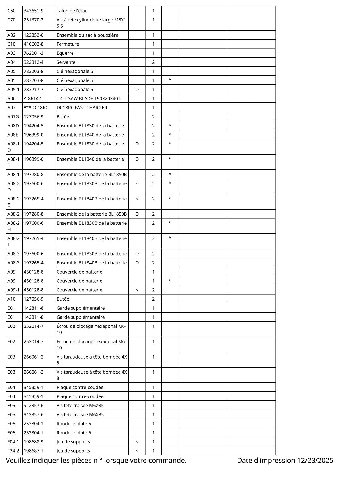 Vue éclatée Makita DLS713 - page 8
