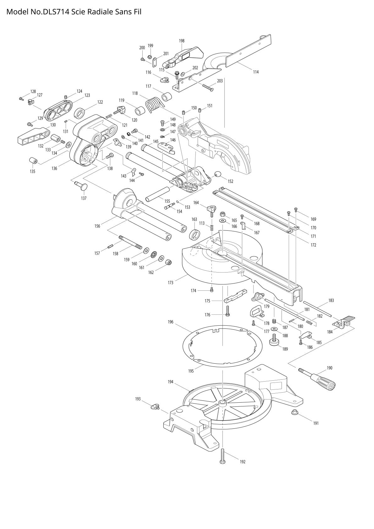 Vue éclatée Makita DLS714 - page 2