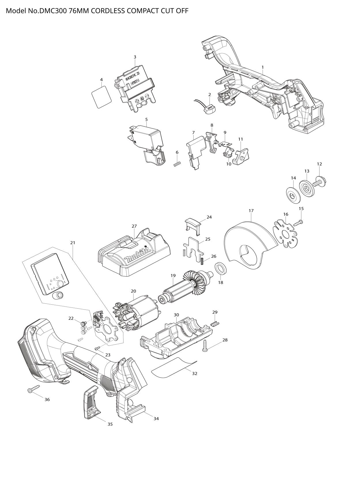 Vue éclatée Makita DMC300 - page 1