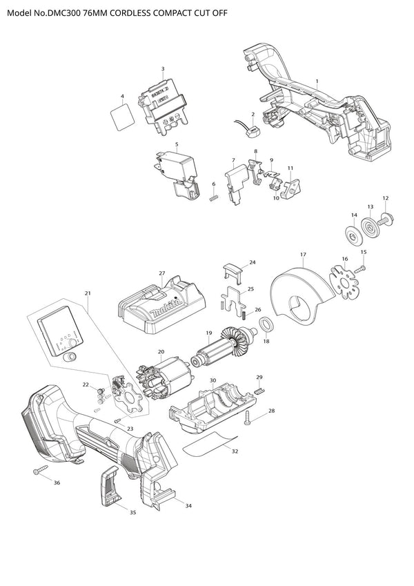 Vue éclatée Makita DMC300 - page 1