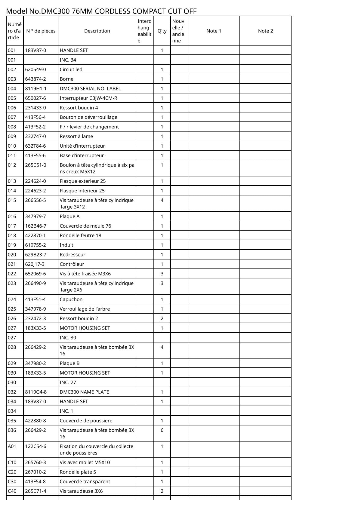 Vue éclatée Makita DMC300 - page 2