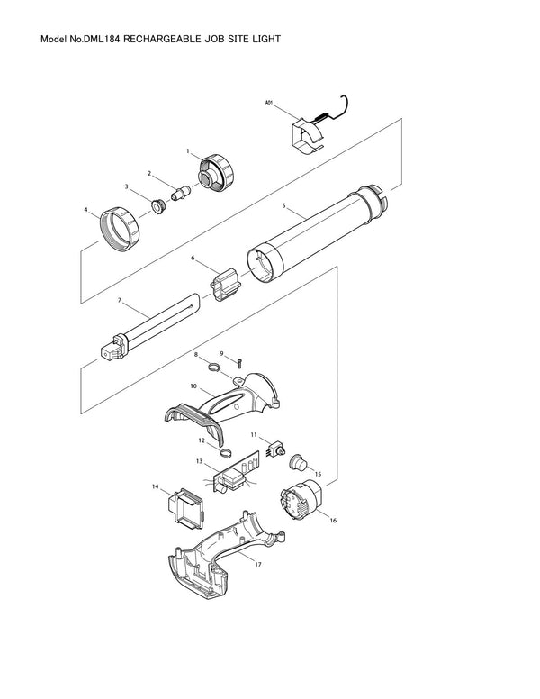 Vue éclatée Makita DML184 - page 1