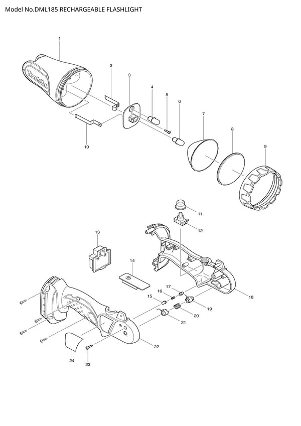 Vue éclatée Makita DML185 - page 1