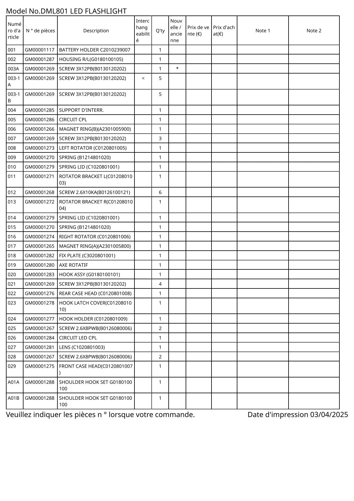 Vue éclatée Makita DML801 - page 2