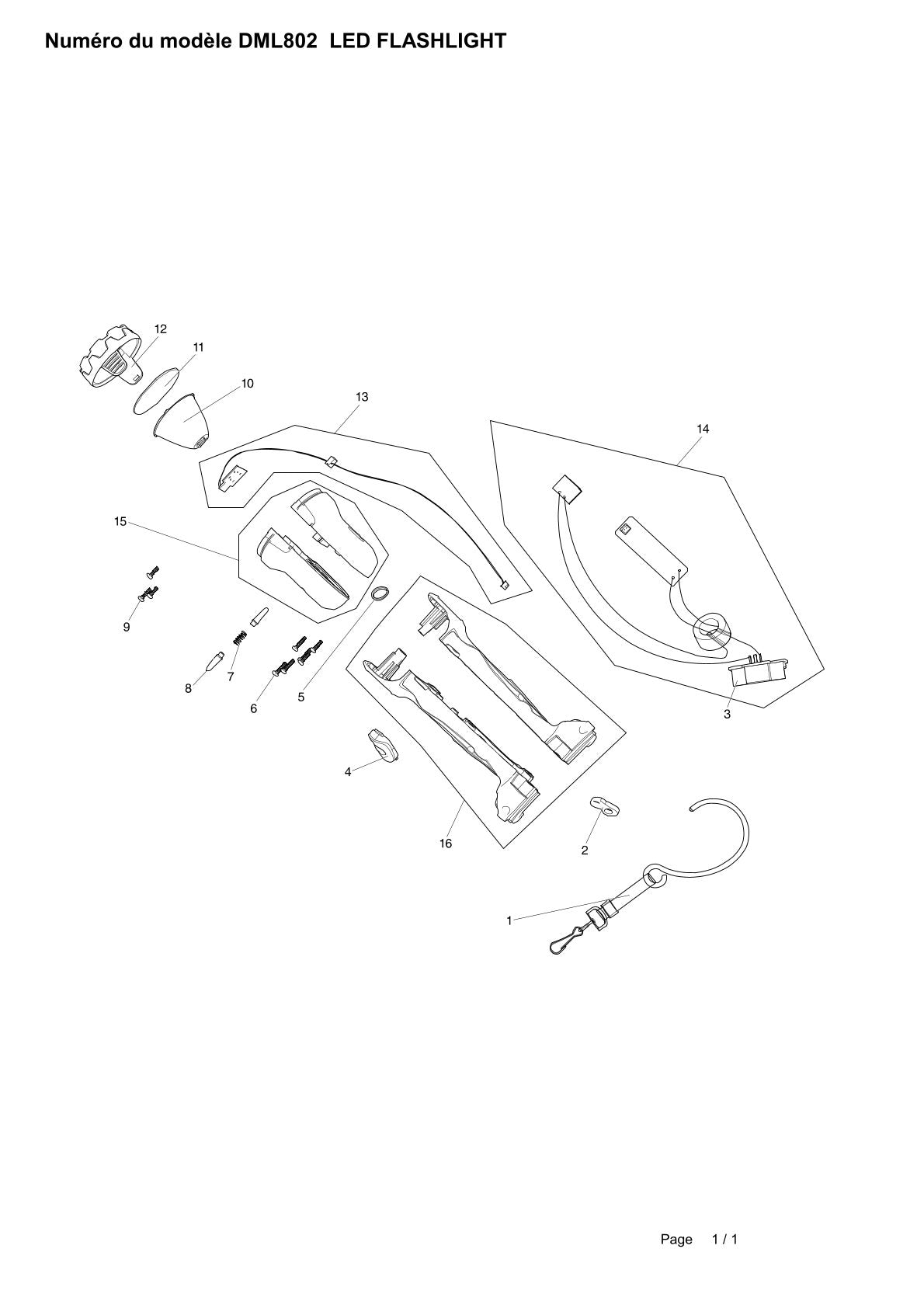 Vue éclatée Makita DML802 - page 1