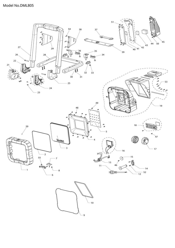 Vue éclatée Makita DML805 - page 1