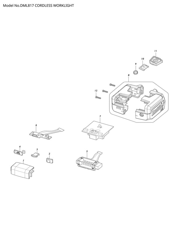 Pièces détachées lampe de chantier sans fil Makita DML817