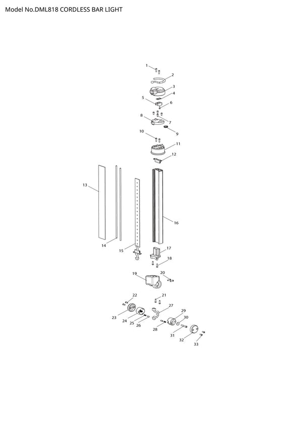 Pièces détachées lampe de chantier sans fil Makita DML818