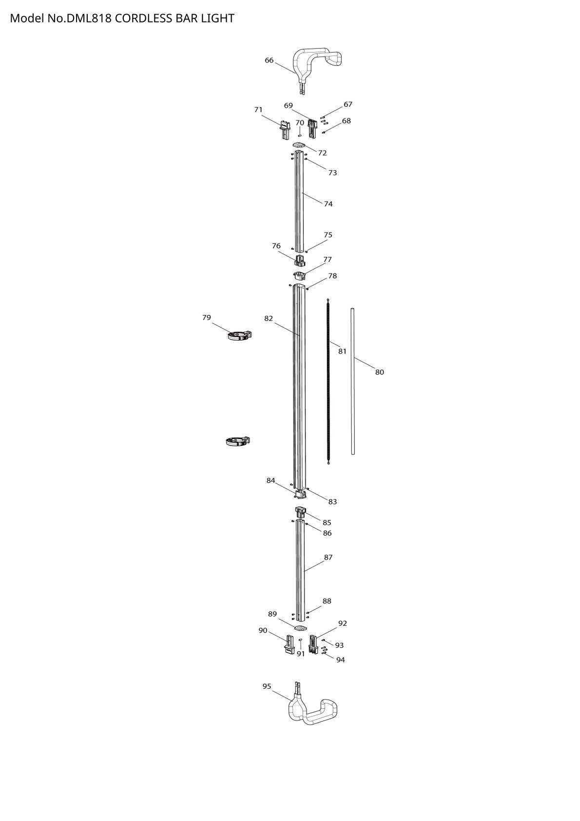 Pièces détachées lampe de chantier sans fil Makita DML818