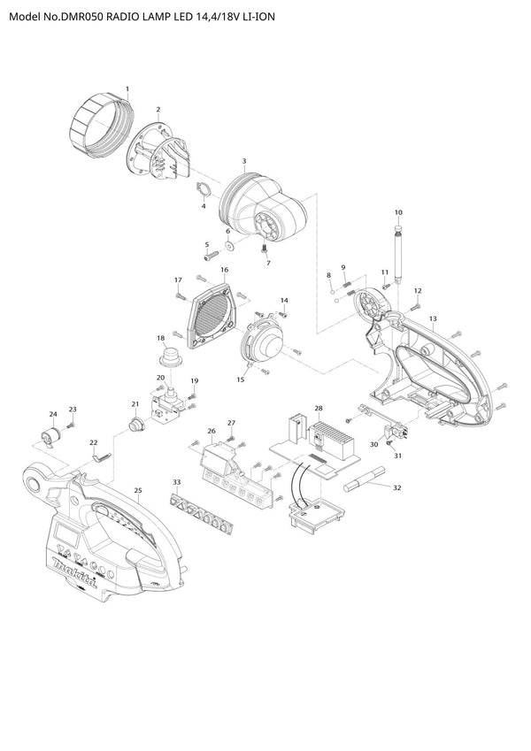Pièces détachées radio de chantier sans fil Makita DMR050