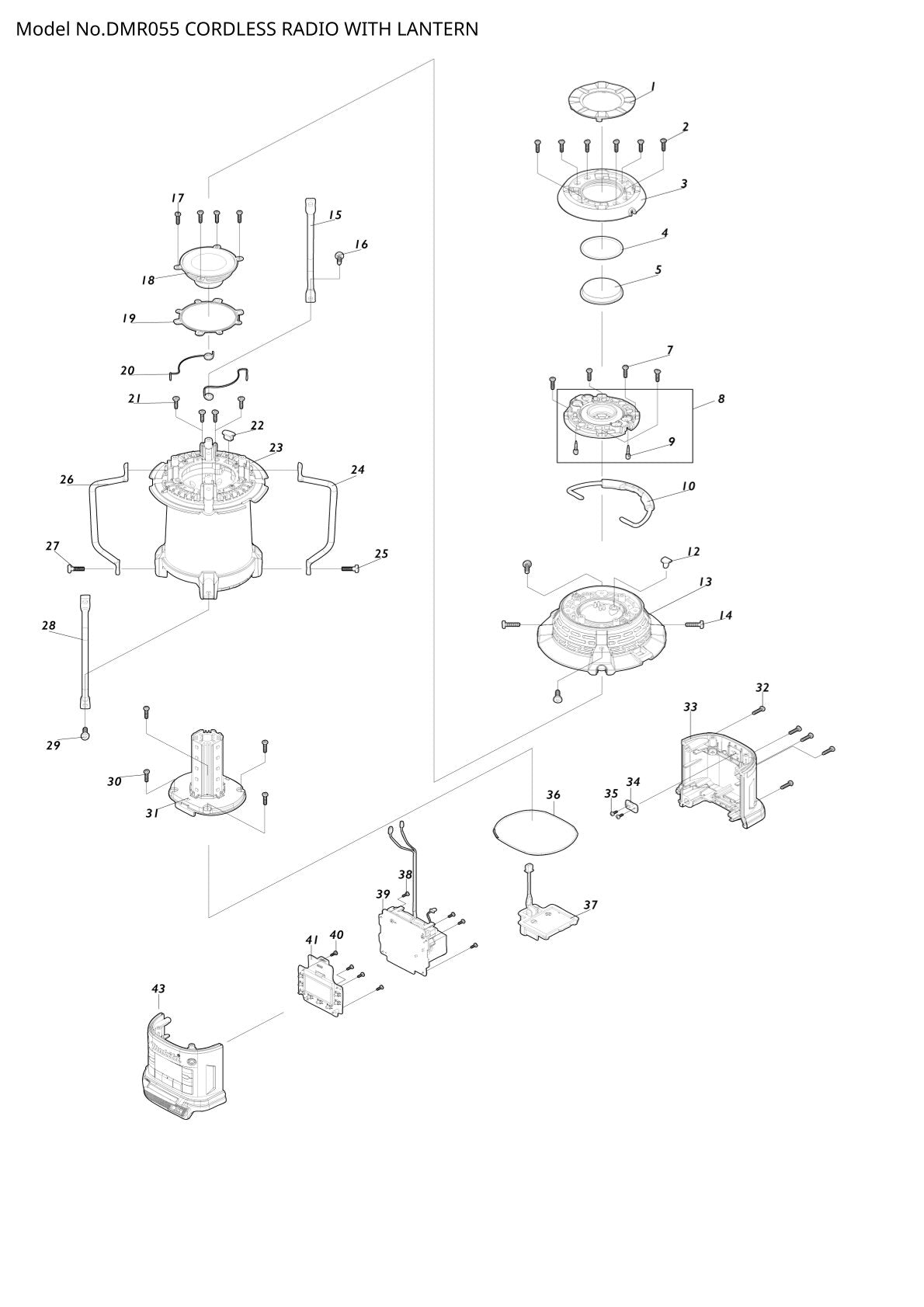 Pièces détachées radio de chantier sans fil Makita DMR055