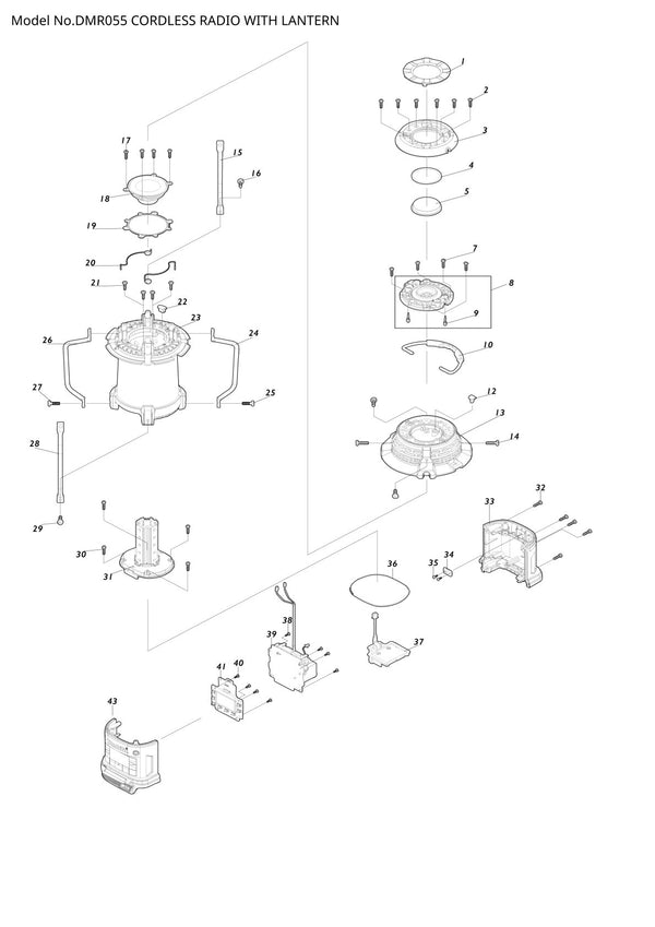 Pièces détachées radio de chantier sans fil Makita DMR055