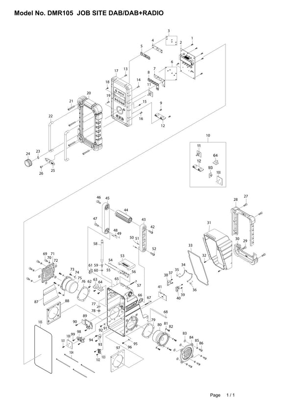 Pièces détachées radio de chantier sans fil Makita DMR105
