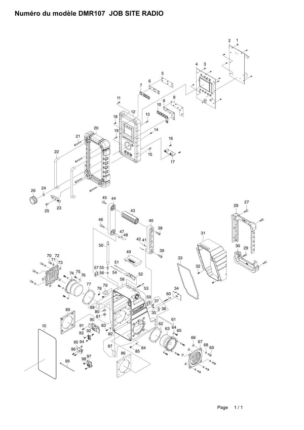 Pièces détachées radio de chantier sans fil Makita DMR107