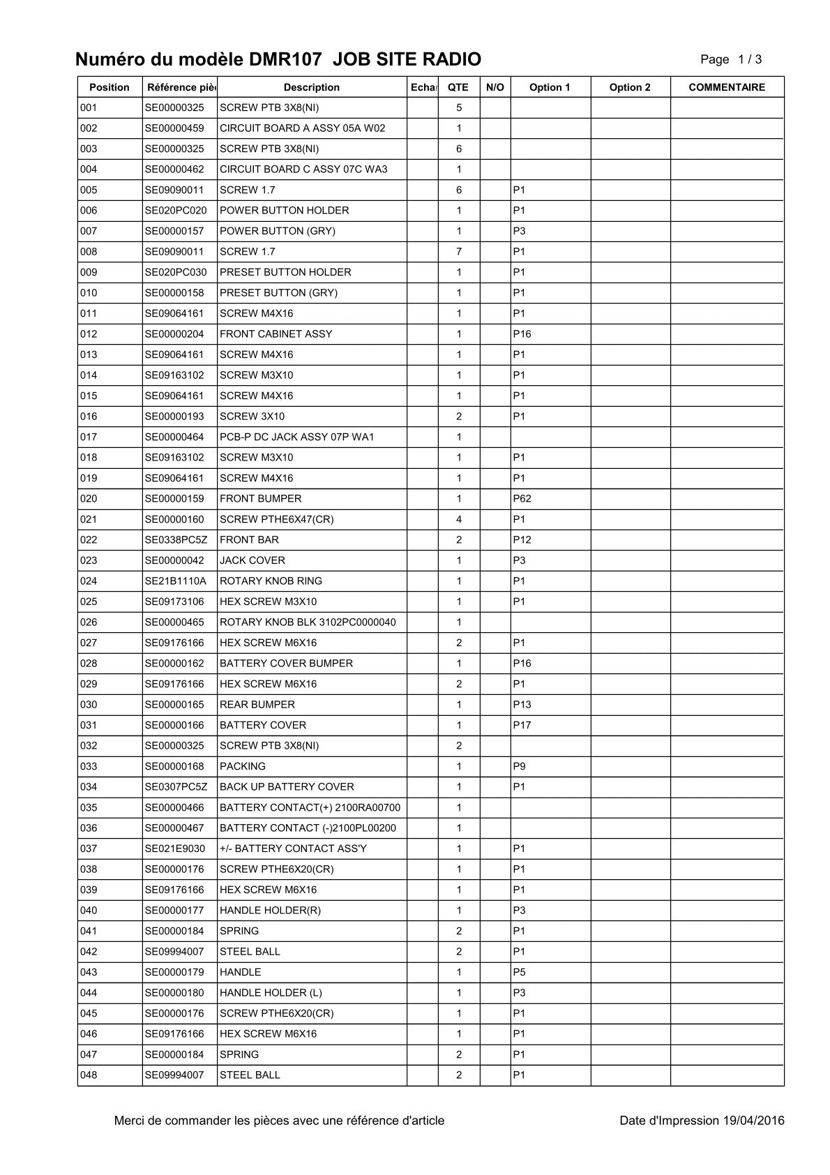 Pièces détachées radio de chantier sans fil Makita DMR107