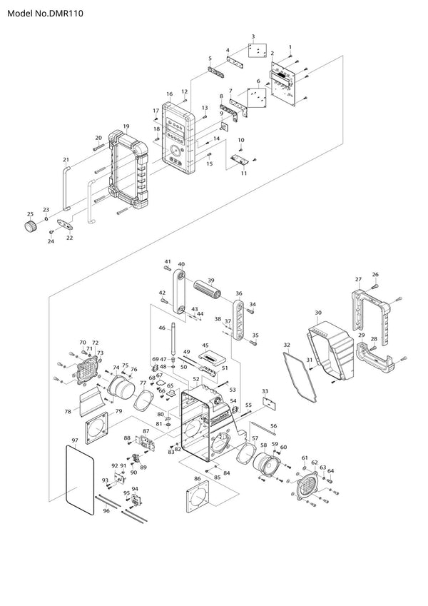 Pièces détachées radio de chantier sans fil Makita DMR110