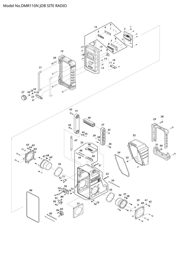 Pièces détachées radio de chantier sans fil Makita DMR110N